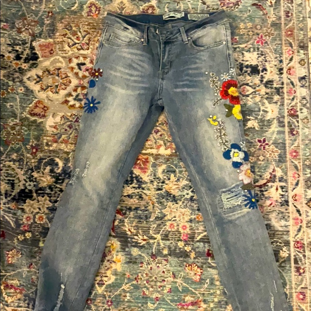 Cute flower jeans
